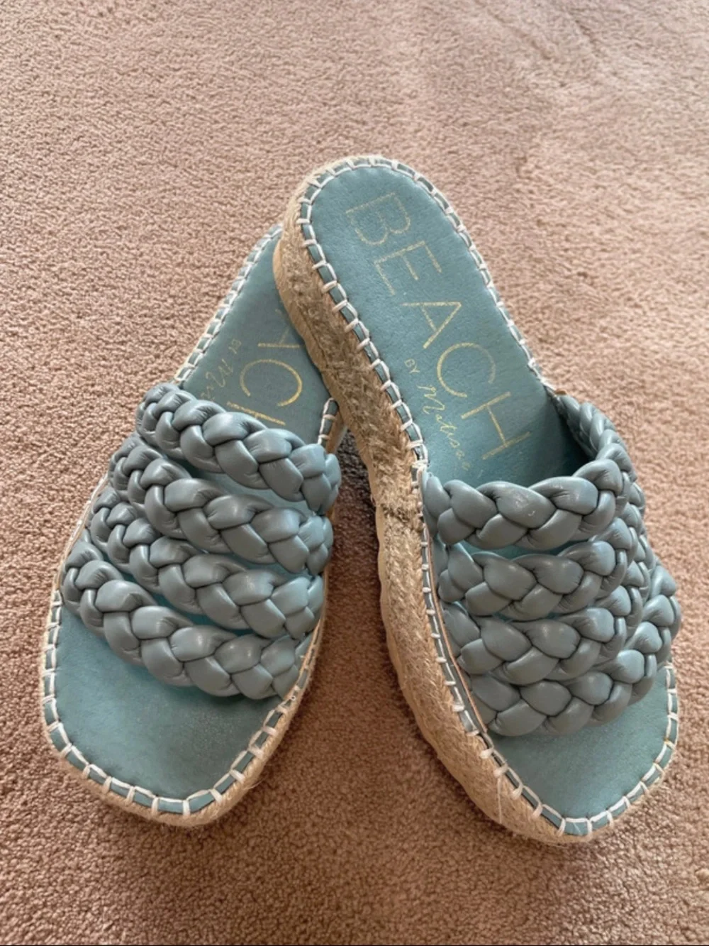 BEACH by Matisse Sky Blue Braided Espadrille Slide